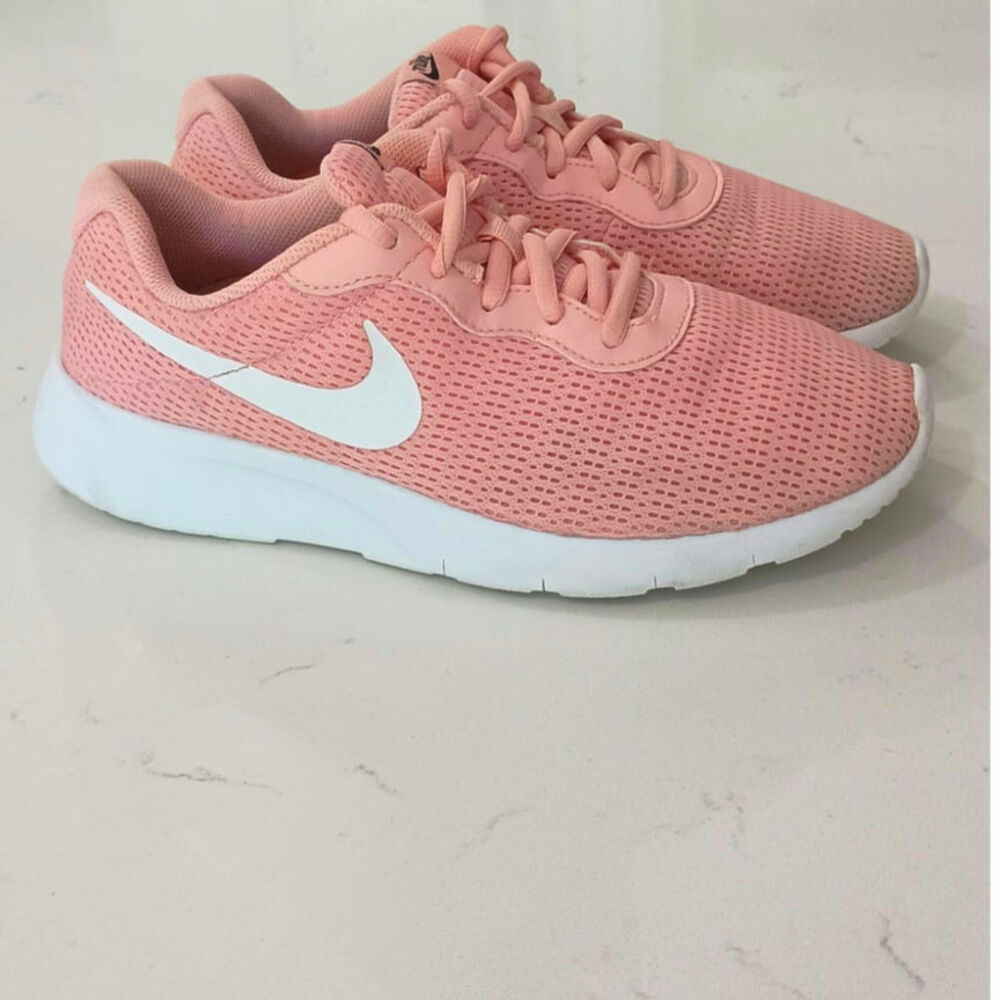 Nike Tijuan pink and white mesh athletic running sneaker Sz 6.5 Y-8 W - Picture 1 of 8